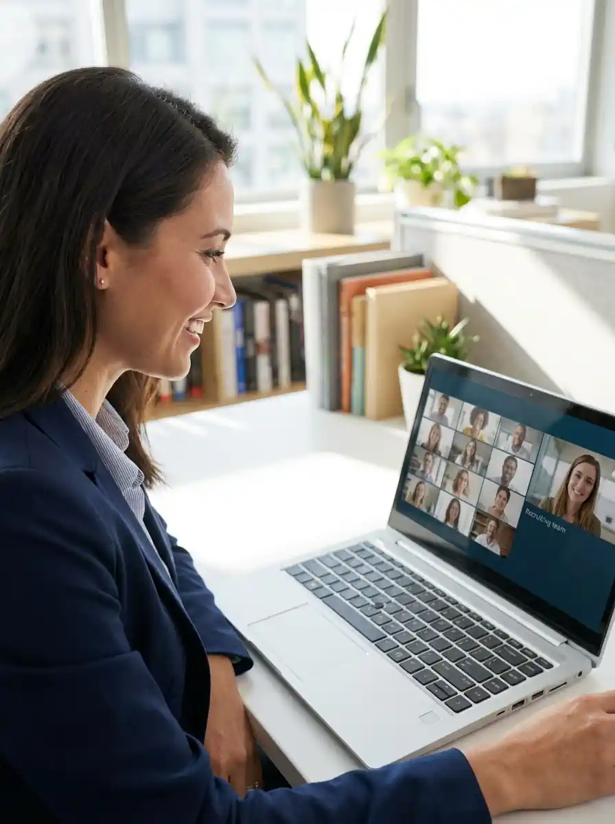 Interviu video între un recrutor profesionist și un candidat pentru evaluarea carierei